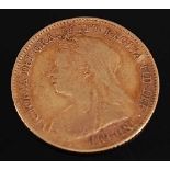 Great Britain, 1894 gold half sovereign, Victoria veil head, rev; St George and Dragon above