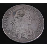 England, 1664 crown, Charles II laureate bust, rev; crowned quartered shields, interlocking C's in