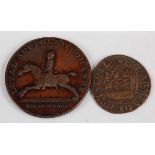 Suffolk-Blything Hundred half penny token, 1794, obv; Yeomanry Officer on horseback left, his