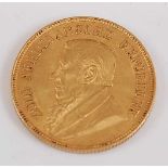 South Africa, 1897 gold 1 pond, Stephanus Johannes Paulus Kruger within legend, rev; Transvaal