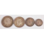 Great Britain, 1902 Maundy Money four coin set, 4d-1d, obv; Edward VII, rev; crowned denomination