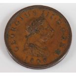 Great Britain, 1806 penny, Soho mint, obv; short haired laureate draped bust with date below, rev;