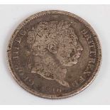 Great Britain, 1816 shilling, George III bull head, rev; crowned quartered shield within garter,