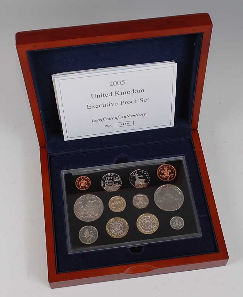 Great Britain, The Royal Mint 2005 UK Executive Proof Set, twelve coin set, five pounds to penny,