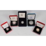 The Royal Mint, a collection of five silver proof coins to include 1990 Queen Elizabeth The Queen