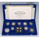 The Royal Mint, The United Kingdom Millennium Silver Collection, thirteen silver proof coins, five