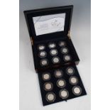 The Royal Mint, 2007 Diamond Wedding Anniversary silver proof crown collection, 18 silver proof