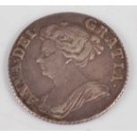 Great Britain, 1710 shilling, Queen Anne 4th bust, rev; crowned cruciform shields with roses and