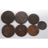 Great Britain, a collection of 18th century and later copper coins to include 1760 Irish half penny,