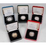 Great Britain, a collection of five silver proof coins to include 1944-1994 D-Day piedfort 50p, 1995