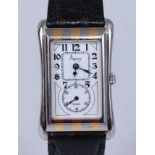 A gent's Asprey two-tone cased quartz tank watch, having signed dial with subsidiary seconds dial,