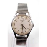 A Gents Longines stainless steel automatic wristwatch, having round discoloured quarter Arabic and