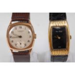 A J W Benson gent's 9ct gold cased wristwatch, having signed silvered dial, subsidiary seconds dial,