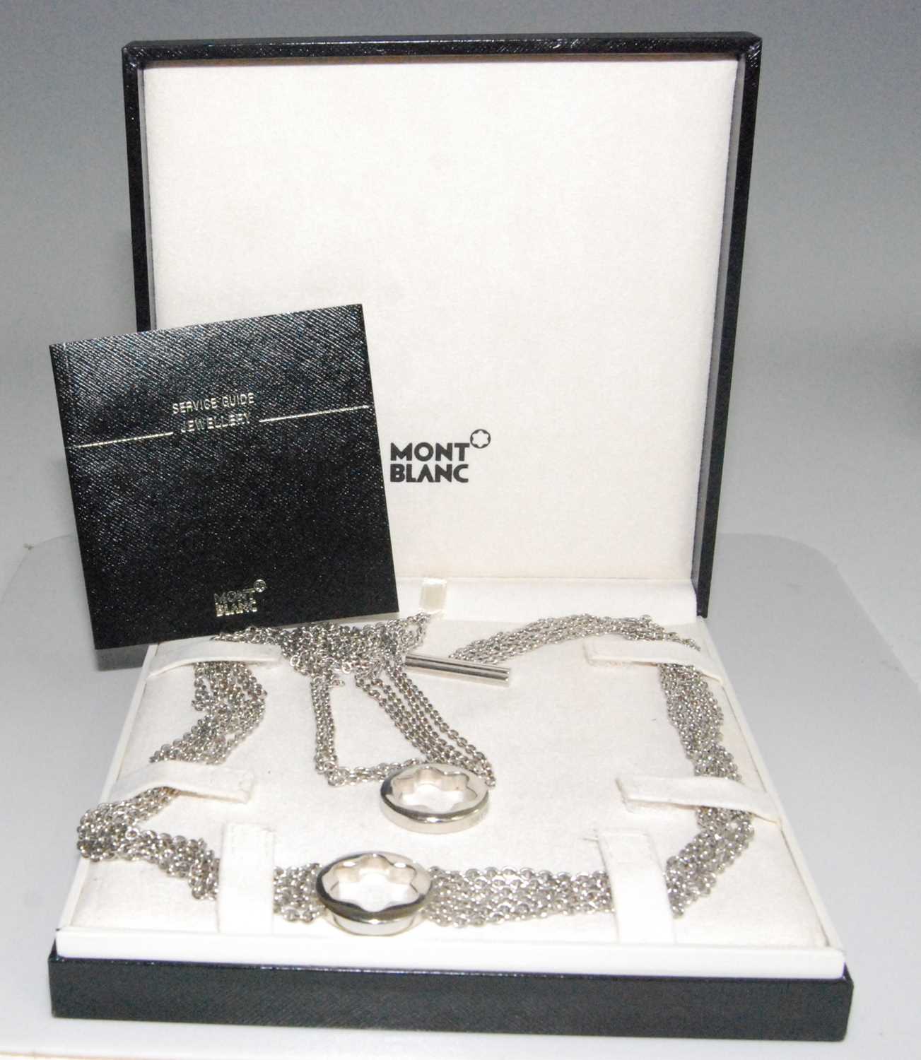 A Mont Blanc silver chainlink necklace, having centre star shaped roundel featuring the Mont Blanc - Image 2 of 2