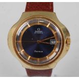 A 1970s gent's Omega Geneve automatic wristwatch, having a signed blue dial with raised gilded baton