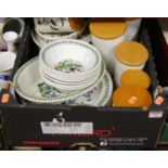 A collection of Portmeirion Botanical Gardens tablewares to include plates, bowls, and canisters