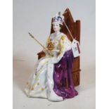 A Royal Doulton porcelain figure of Queen Elizabeth II at her Coronation, height 19cm, boxed and