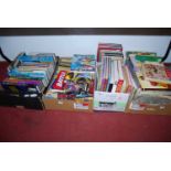 Six boxes of assorted childrens and teenage volumes, to include comic books, annuals, Judge Dredd,