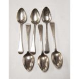A set of six early 19th century silver teaspoons, London assays
