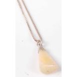 A polished opal pendant, weighing approx 6.5 carats, on finelink silver neck chain, pendant length