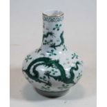 A Chinese export vase, having a slender neck and bulbous lower body, the whole enamel decorated with
