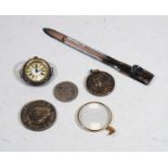 A small collection of miscellaneous items, to include a modern silver bookmark/letter-opener, a