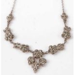 A sterling silver and marcasite set necklet