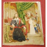 A needlework embroidery depicting King Charles II seated, 72x61cm