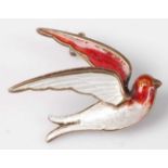 A Norwegian silver gilt and enamel bird brooch, mid-20th century, 25mm