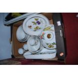 A box of Royal Worcester Evesham pattern table china, to include tureen, flan dishes etc