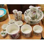 A collection of Portmeirion Botanical Garden kitchenwares to include a wash jug and bowl, plates,