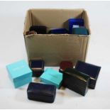A collection of empty jewellery boxes to include Tiffany & Co, and leather examples