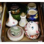 A box containing a collection of ceramics to include Wedgwood cream jasper ware, Poole pottery, etc