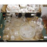A box of assorted glassware to include various decanters, water carafes etc, 19th century and later