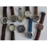 A collection of gents steel cased fashion watches to include Ryan, Aeromatic, Wakmann, Roen, and