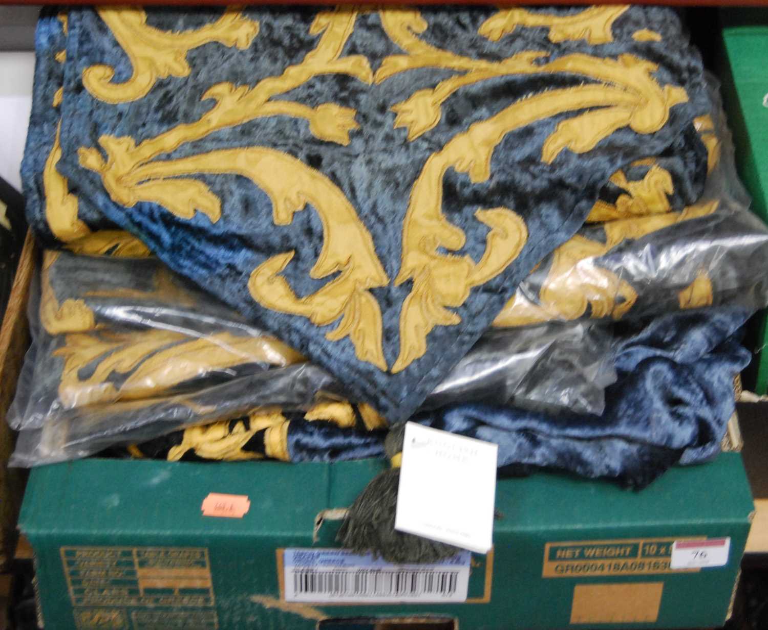 A box of blue velvet & gold fabric, after a design from the Wallis Collection