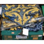 A box of blue velvet & gold fabric, after a design from the Wallis Collection