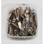 A box of miscellaneous loose 19th century and later white metal cutlery