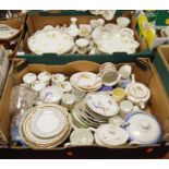Three boxes of miscellaneous china and glassware, to include Wedgwood Kutani Crane pattern