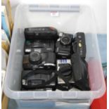 A quantity of late 20th century 35mm cameras to include Canon, Olympus, etc (10)