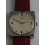 A gents Avia-matic steel cased wrist watch having a signed silvered dial, baton markers, date
