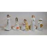 A collection of five Royal Doulton figurines, being Helen HN2994, Charmed, Almost Grown HN3425,
