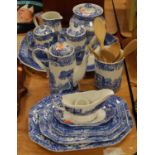 A collection of Spode Italian pattern kitchenware to include meat dishes, together with another