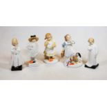 A collection of five various Royal Doulton figures of children to include Home Time, Bed Time,