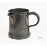 A 19th century pewter pint tankard/jug, with touch marks, height 11cm