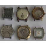 Six various gents mechanical and automatic wrist watches to include Rotary, all lacking bracelets,