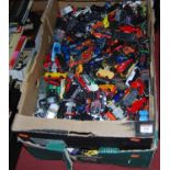 Two boxes of assorted playworn diecast to include Matchbox
