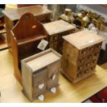 A pair of 20th century hard wood table top jewellery chests, each containing 3 flights of four