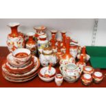 A large collection of Japanese Kutani and other similar ceramics, to include bottle vases, teapot,