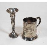 A George V silver christening tankard, maker William Hutton & Sons Ltd, Birmingham 1919, weight 3oz;